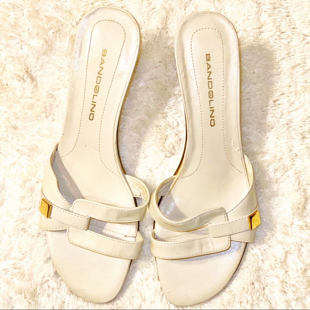 Bandolino White Genuine Leather Slides